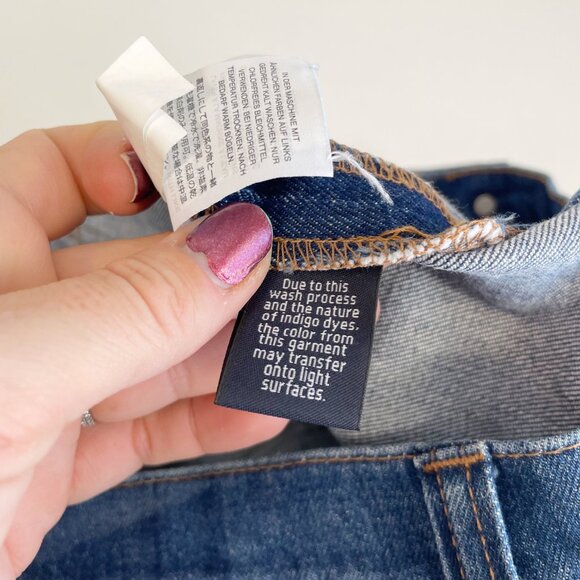 Madewell Stretch Denim Straight Mini Skirt Blue Womens 27 Raw Hem Front Slit - Picture 3 of 9